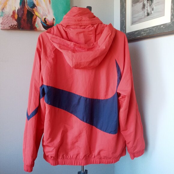Vtg Nike Big Swoosh  Anorak Half Zip Red Navy Blue Jacket Size Medium but roomy - Picture 2 of 7